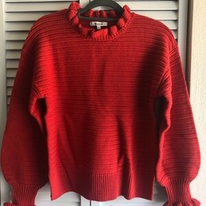 Madewell Red Women's Cowl Neck Wool Sweater